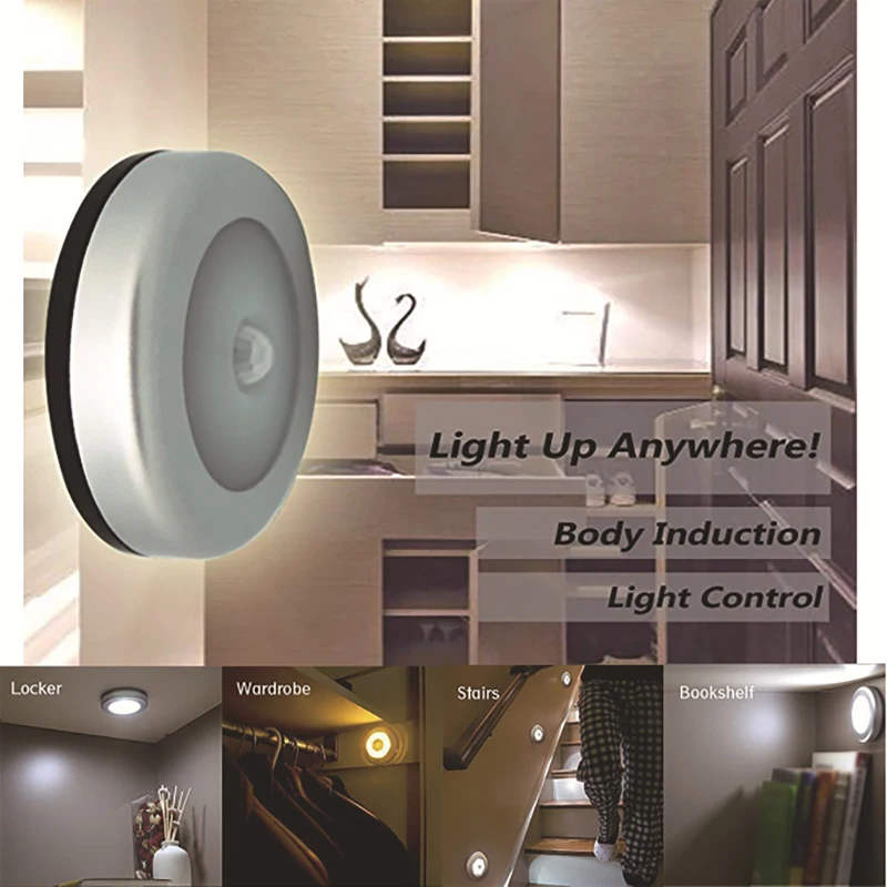 6LEDs Night Light Infrared Human Body Sensor Photosensitive Induction