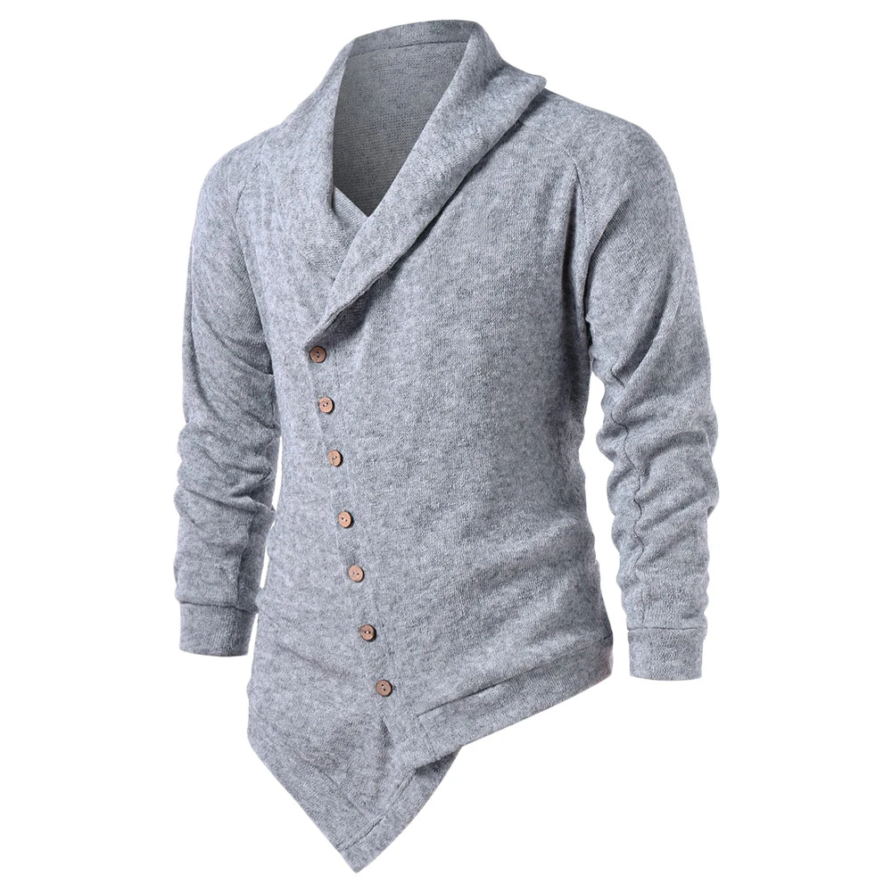 

Asymmetrical raglan sleeve button cardigan knit sweater jacket men's jacket shirt