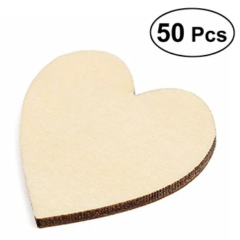 

50pcs Heart Shaped Wooden Slices Unpainted Natural Birch Tree DIY Crafts Embellishments 6cm