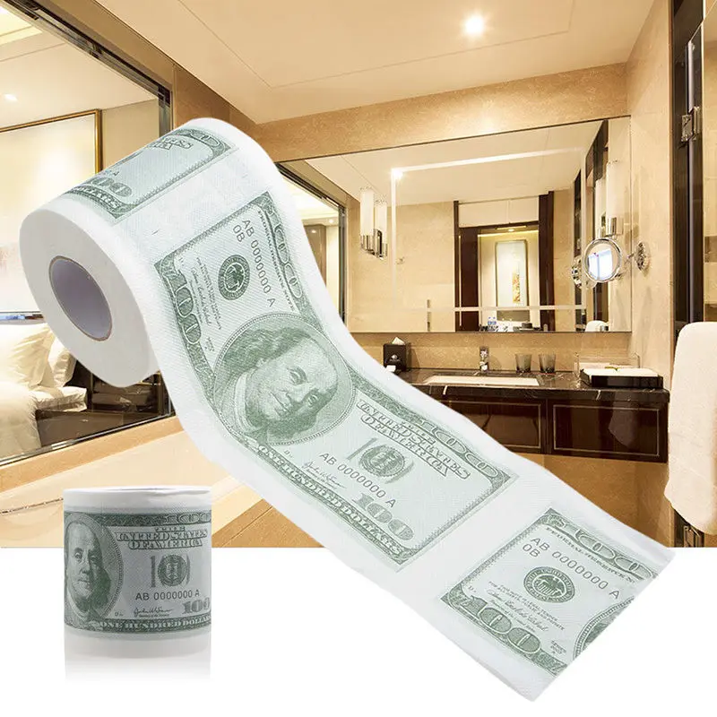Funny One Hundred Dollar Bill Toilet Roll Paper Money Novel Artificial