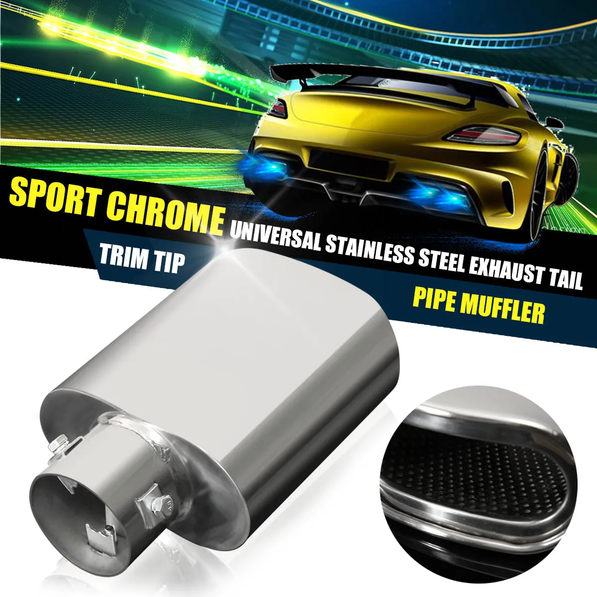 

Universal Chrome Exhaust Tail Trim Tip Pipe Muffler Stainless steel Replacement No Rust 21cm Tailpipe