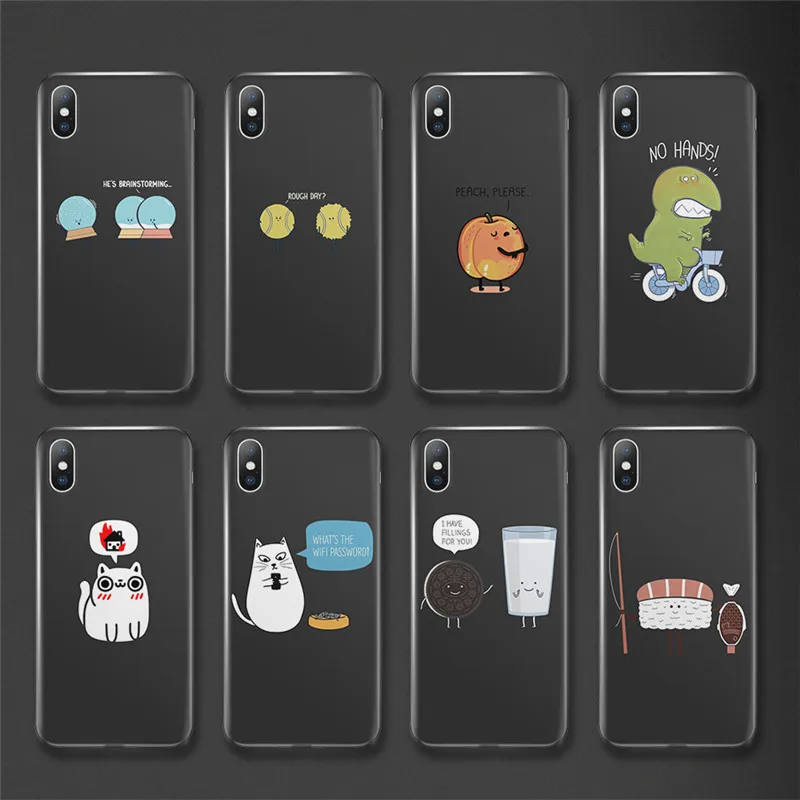 

Ottwn Soft TPU Pattern Matte Case For iPhone 6 6S 7 8 Plus 5 5S SE X XS XR Xs Max Funny Cartoon Animals Cases Cover For iPhone 7