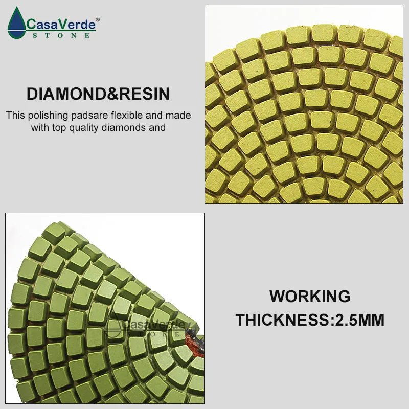 Beste 7 stks partij 100mm Nat 4 inch flexibel diamant polijsten pads voor graniet en marmer met 2.5mm werken dikte