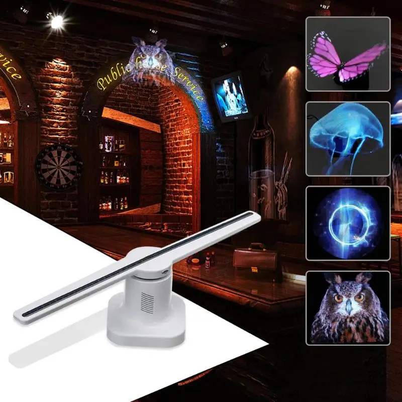 Portable 42cm Dia 3D Hologram Projector LED Holographic Advertisement Display Fan with 8GB Memory Card Advertising Lamp