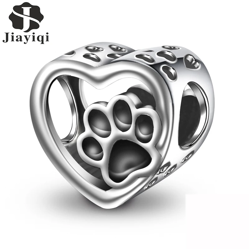 Jiayiqi 2019 Fashion Silver 925 Jewelry Sterling Silver Animal Footprints Beads Fit Charm Bracelet Necklace For Women DIY|Beads| - AliExpress