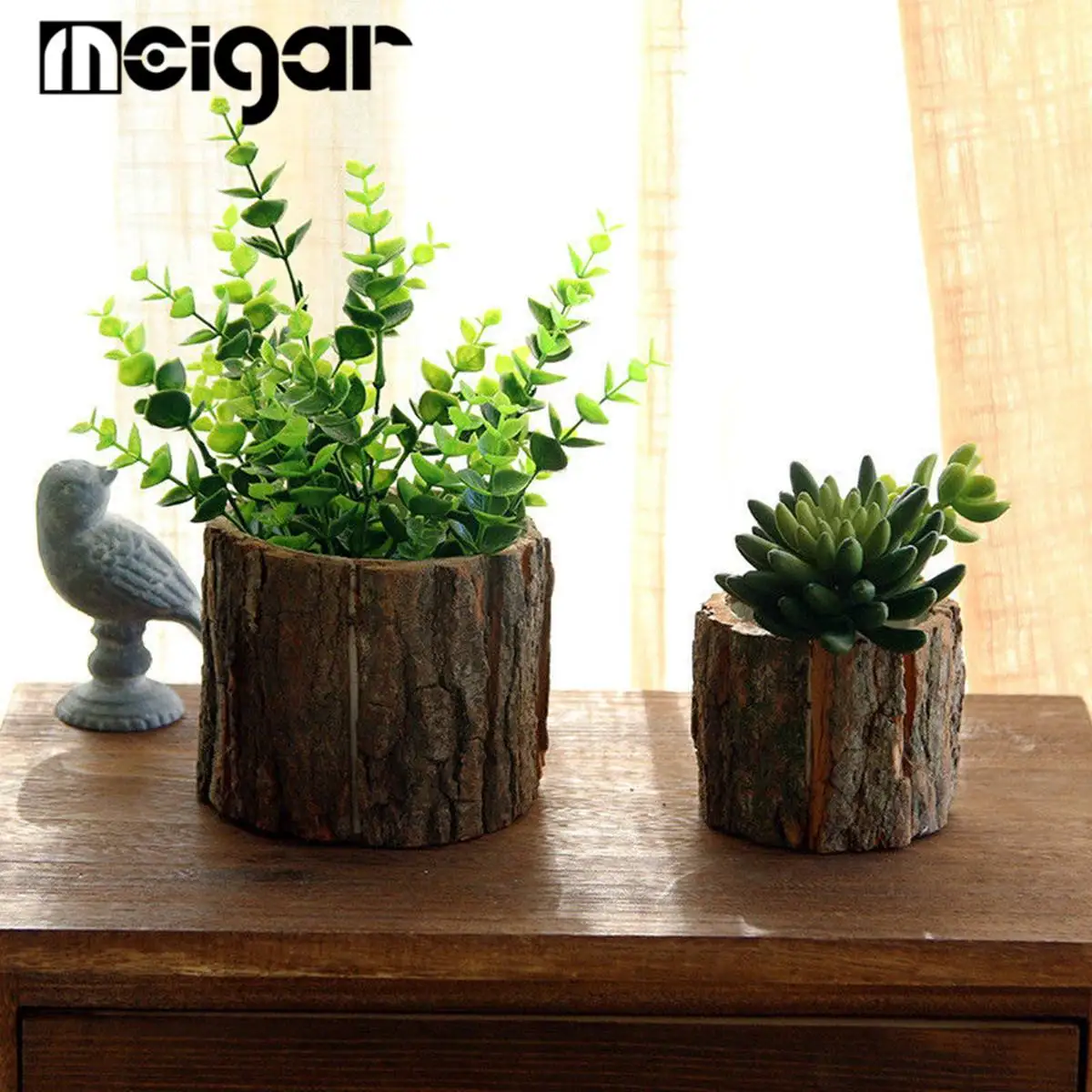 7 Sizes Mini Wooden Flower Pot Succulent Planter Bonsai Home Office