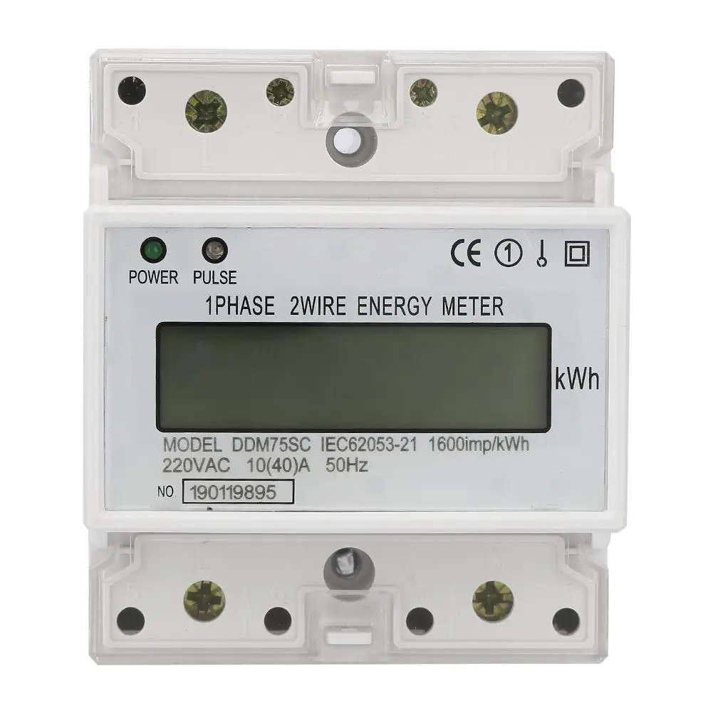 

off delay timer relay Single Phase 4P LCD Din Rail Electricity Power Consumption Wattmeter Energy Mete DDM75SC 10-40A bistable.