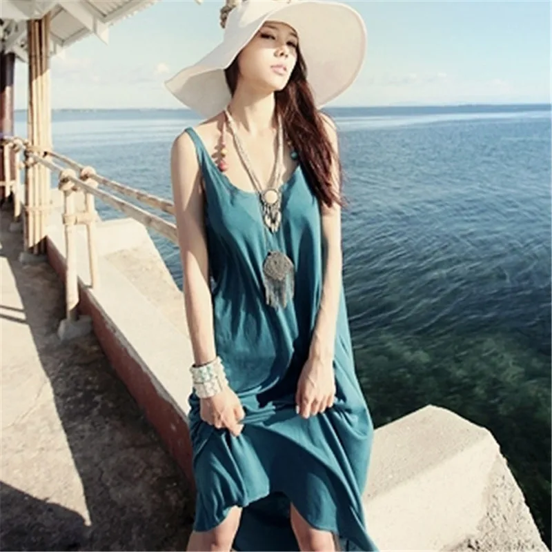 

Sale Plus Size Beach Holiday Dress Loose Skirt Summer Long Section Slim Female Halter Off Shoulder Mini Dresses