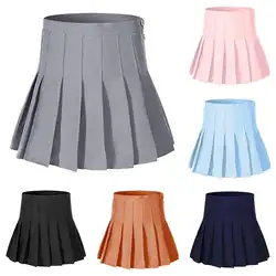 Для женщин Повседневное 2019 Высокая талия юбка на молнии талии юбка в складку анти-отсутствует одноцветное Цвет Корейский юбка женский