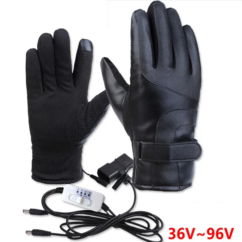

Pair 12-72V Rechargeable Battery Electric Heated Hands Motorcycle Gloves Winter