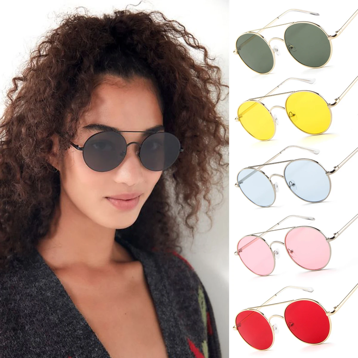 

CANCHANG Fashion Colorful Oval Sunglasses Women Luxury Metal Sun Glasses Female Casual UV400 Round Eyewear Unisex Oculos de sol