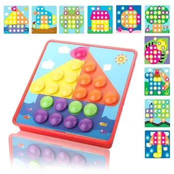 

Button Art Color Matching Pegboard Puzzles Early Learning Educational Toys For Boys and Girls