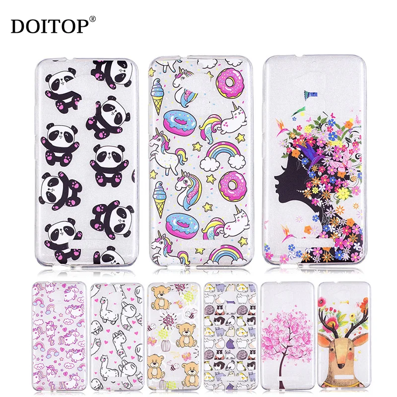 DOITOP Transparent Soft TPU Silicone Case For ASUS Zenfone 3 Max ZC520TL Cover Cute Cartoon Color Painted ZC553KL |