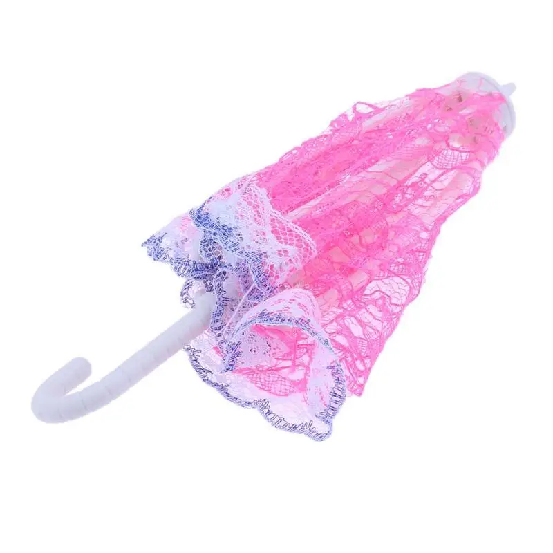 

1pc Umbrella Doll Accessories Doll Plastic Lace Umbrella for girls doll Toy Furniture Accessory Chiffon Umbrellas