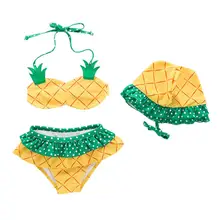 Kidlove 3 шт./компл. для маленьких девочек стильная футболка с изображением персонажей видеоигр купальник с ананасом высокая эластичность дышащий купальник комплект