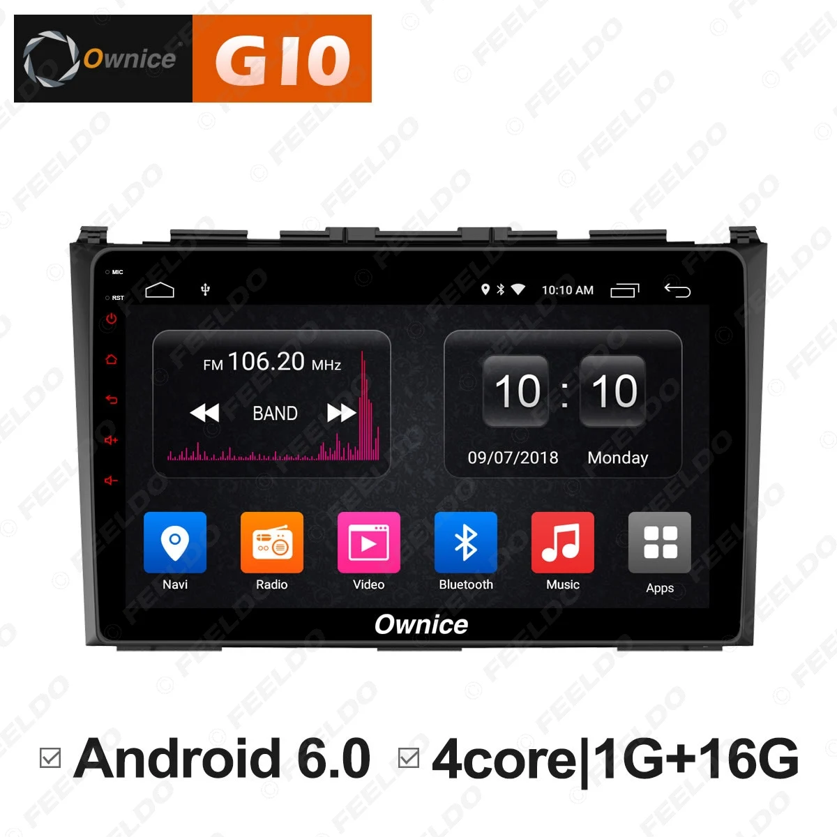 

FEELDO 9 " 2.5D Nano IPS Screen Android 6.0 Octa Core/DDR3 2G/32G/4G LTE Car Media Player For CR-V 2007-2010 ( CR-V 3)