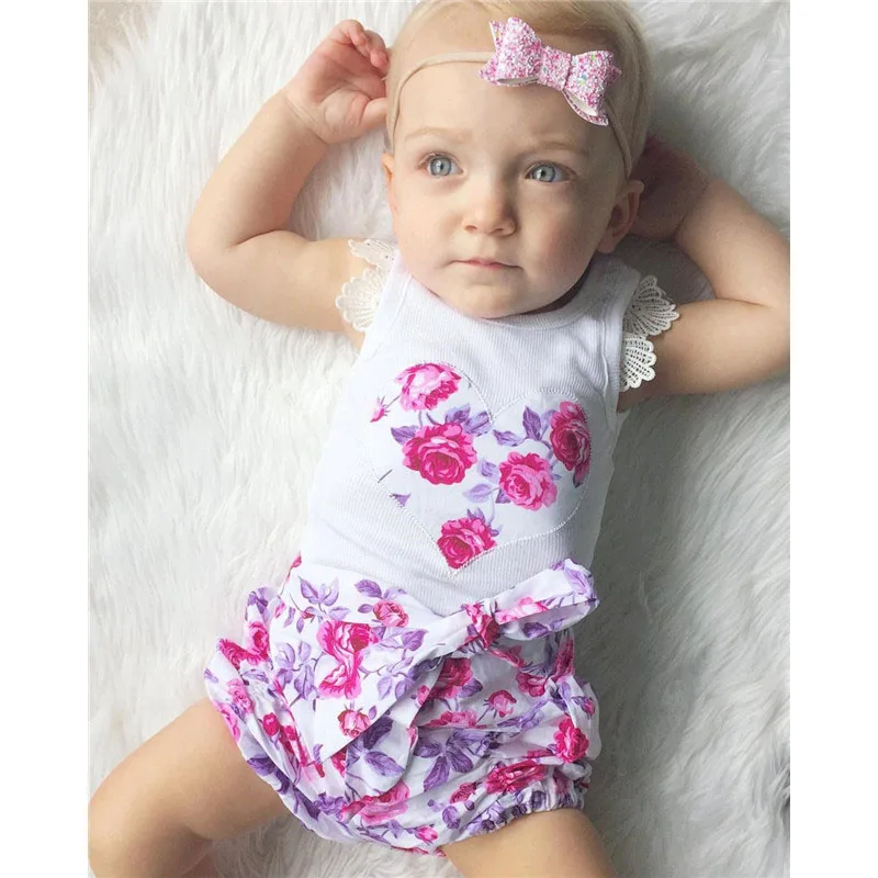 0 3 Years Princess Toddler Baby Girls Clothes Set Lace Vest Tops+Shorts ...
