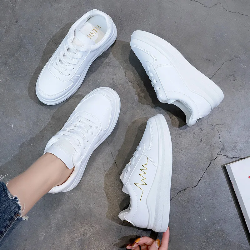 

2019 Spring New Pattern Korean Small White Shoes Woman Basics Student Run All-match Shoes Ins Flat Bottom Casual Shoes Woman