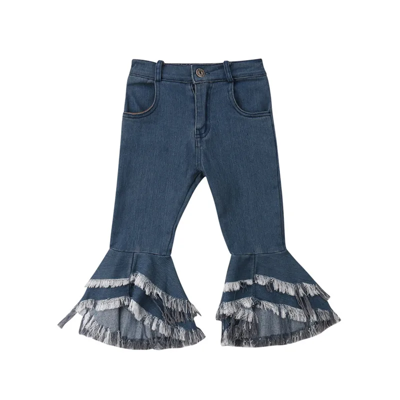 Argeousgor Toddler Flare Pants Outfit Leopard Bell-Bottom Ruffle Leggings Infant Ripped Jeans for Baby Girl