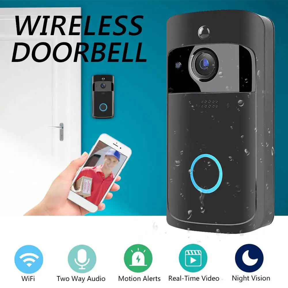 

Smartphone WiFi Wireless Video Doorbell Remote Camera 2-way Audio Home Security Rainproof