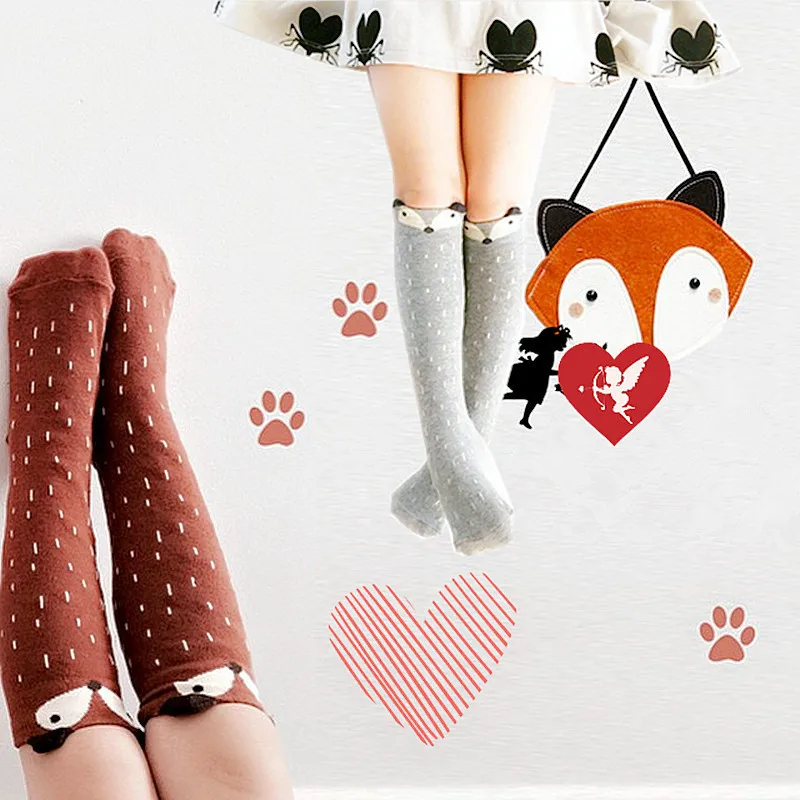

28cm Medium Size Fox Point Sock Autumn Winter Children's Socks Comfortable Baby Socks Gray Brown