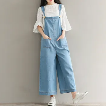 

Wide Legs Overall With Pockets 2019 Spring 5xl Plus Size Overalls Denim Overalls Women tll008