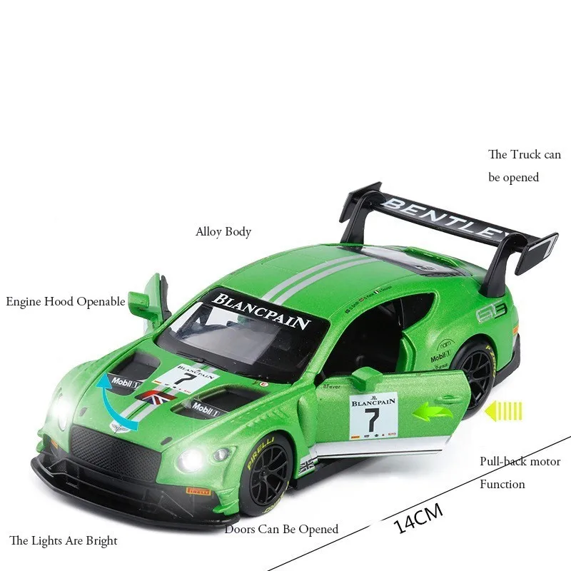 Модель гоночного автомобиля Bentley GT3 1/32 литые автомобили миниатюрные игрушки для