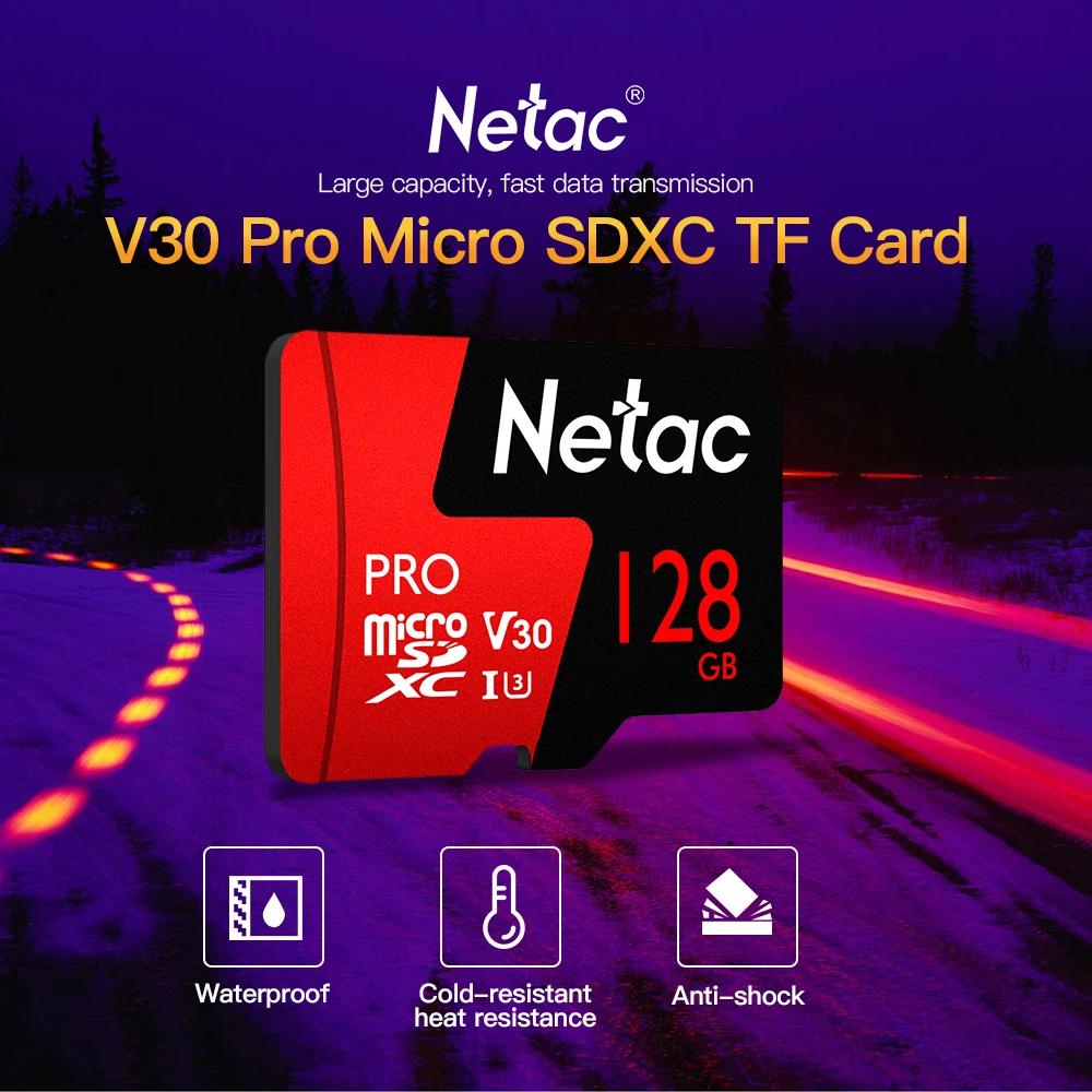 Netac Pro TF карта памяти для хранения данных V30/UHS-I U3 высокая скорость до 100 МБ/с./с 64 Гб 128 ГБ 256 Гб опционально