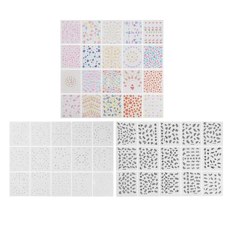 

50pcs/set 3D Nail Sticker Flower Decals Set Pattern Designs Gel Manicure Decor Water Slider Nails Decoration Nail Art Manicure