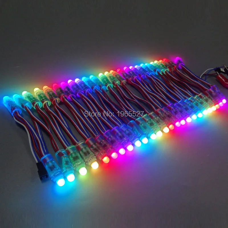 

18AWG wire 100pcs/string 12V 12mm WS2811 LED Module RGB Pixel Lights String Lamp;all White/Green/Black/RGB wire;Waterproof IP68