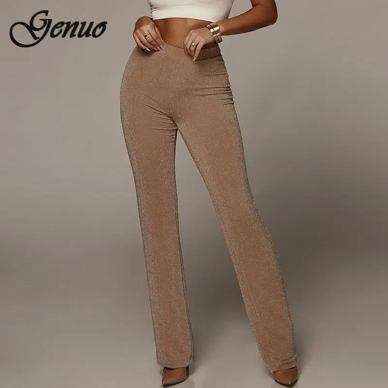 

Autumn High Waist Wide Leg Pants Women Winter Solid High Elastich Flare Pants Skinny Casual Sexy Party Trousers Women