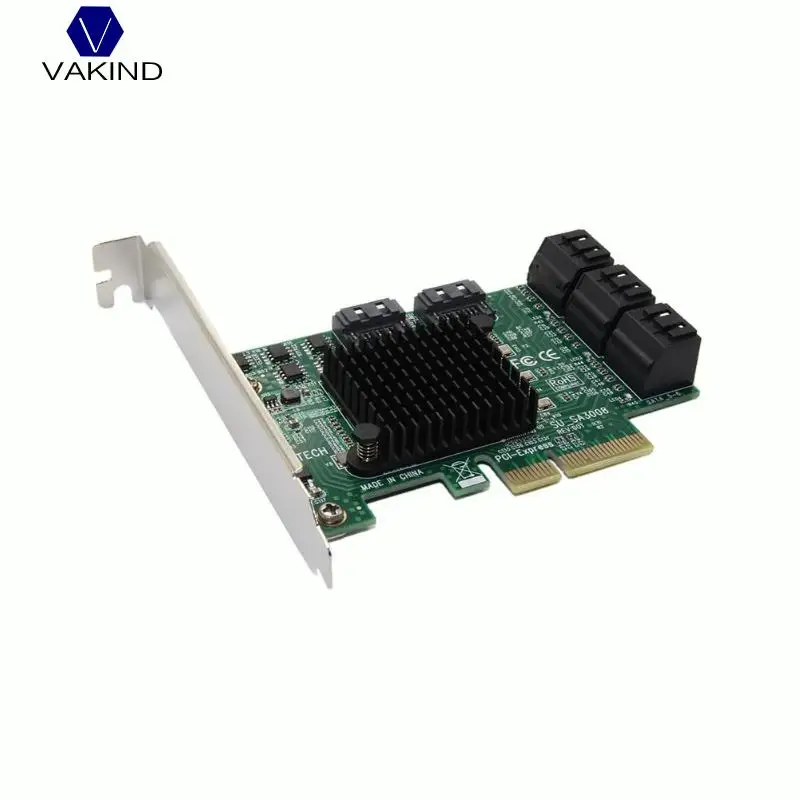 

2019 8 Port High Speed 6Gbps SATA3.0 Expansion Card SA3008 ASM1061 PCI-E Chip Adapter Card