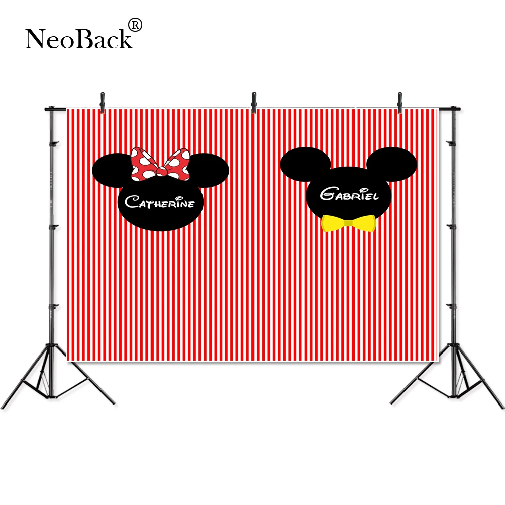 

Thin Vinyl birthday party Mickey Minnie bow-knot children baby Photography studio Background profession indoor Photo Backdrop