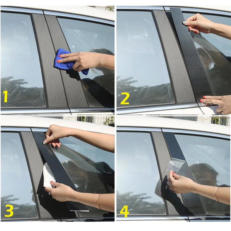 

For Honda Civic 2006-11 1 Set Of Mirror Effect Window Pillar Posts Cover Trim