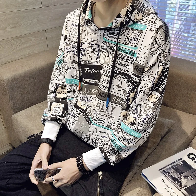 

2019 Spring New Hoodies Print Unisex Sweatshirt Men Brand Hoodie Comic Pullover Ashion Hip Hop Casual Tracksuit Clothes