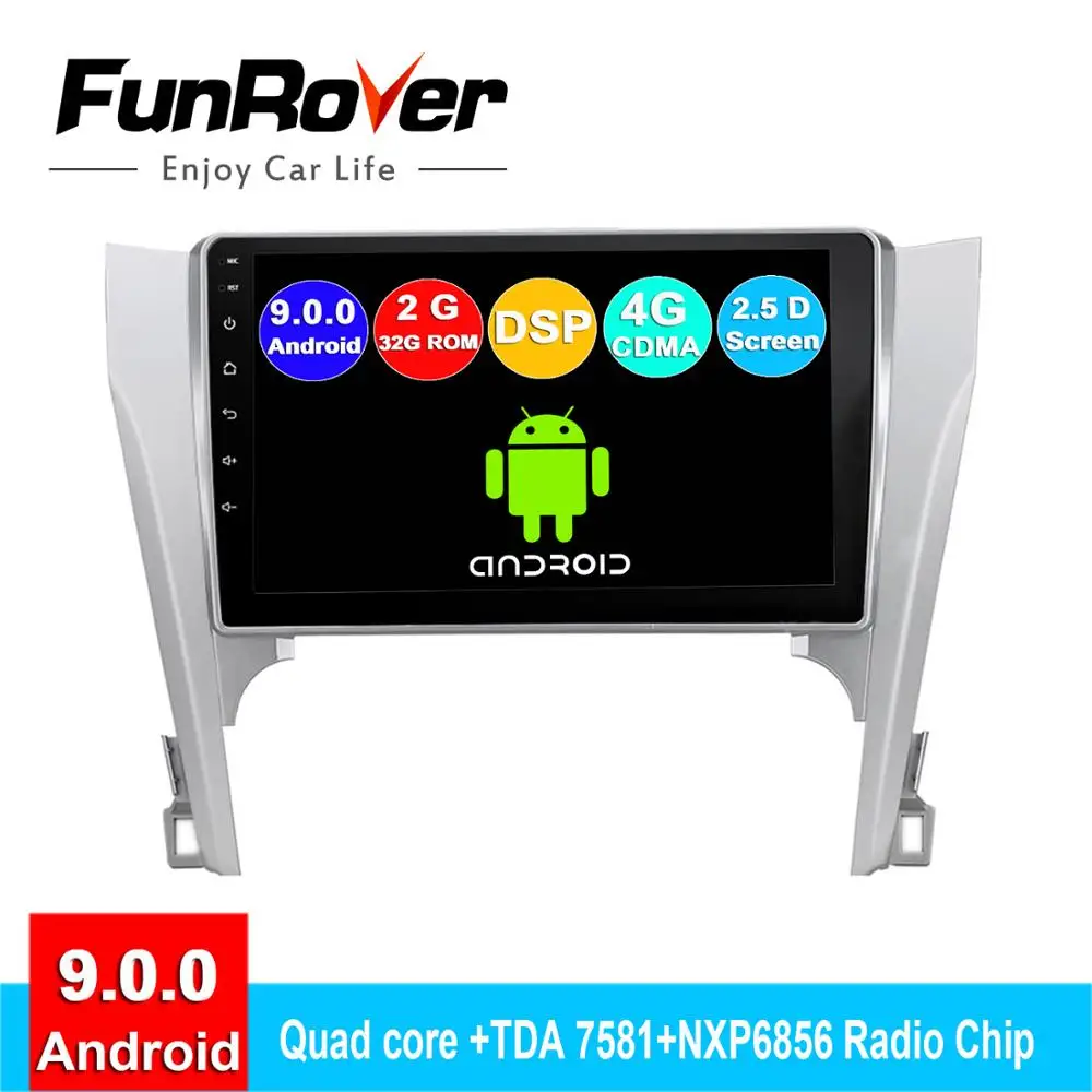 

FUNROVER Android 9.0 2.5D+IPS Quca Core Car Radio Multimedia Video Player Navigation GPS No Dvd For Toyota Camry 50 2011RDS DSP