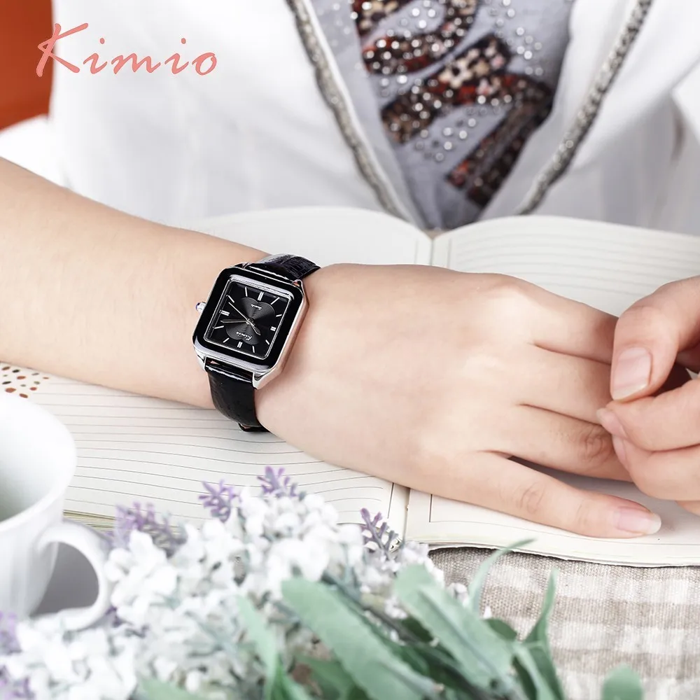 KIMIO Luxury Brand Summer Fashion Bright Color Square Dial Women's Watches Genuine Leather Watches Women Wrist Watch For Women KIMIO Luxury Brand Summer Fashion Bright Color Square Dial Women's Watches Genuine Leather Watches Women Wrist Watch For Women