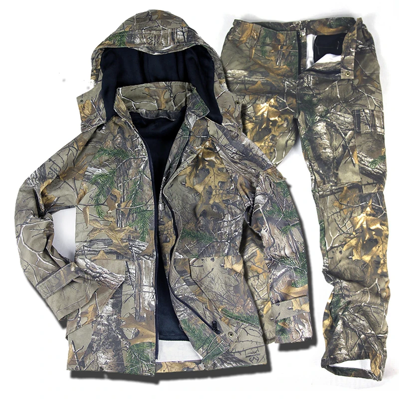 5 Pc Winter Hot Bionic Camouflage Hunting Clothes Liner Detachable