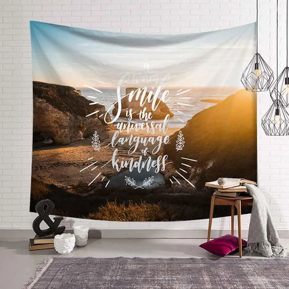 Retro Insignia Tapestry Miracle Wall Hanging Ocean Wave Picnic Mat Home Decoration Bedspread Large Polyester Beach Blanket Towel