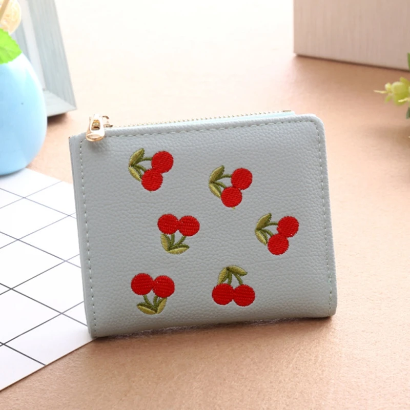 

Small Purse Female Short Embroidery Student Small Fresh Folding Wallet Purse Spot Wallet
