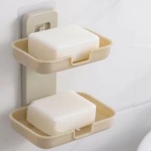 Новая двухслойная Коробка для мыла, прочная пластиковая присоска, большая мыльница, полка для слива, ванная комната, ящик для инструментов