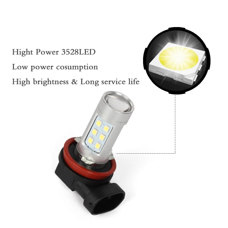 2 шт. Led CANbus H11 H8 светильник ing 21SMD Автомобильная противотуманная фара дальнего