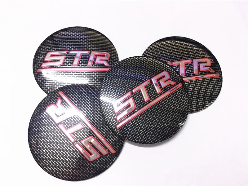 4Pcs Car Black Grid STR Aluminum Car Wheel Center Caps Sticker Emblem Decoration