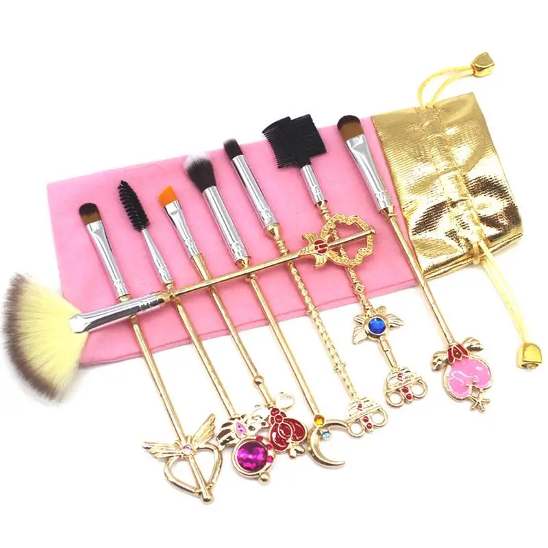 

8pcs Makeup Brushes Sailor Moon Pattern Girl Cute Beauty Tools Light Weight High Quality Multi Functional Portable Stylish Soft