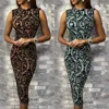 2022 Sexy Party Dress Women Elegant Mid-Calf Dress Bodycon Floral Print Sleeveless Evening Lady Clothes ► Photo 2/3