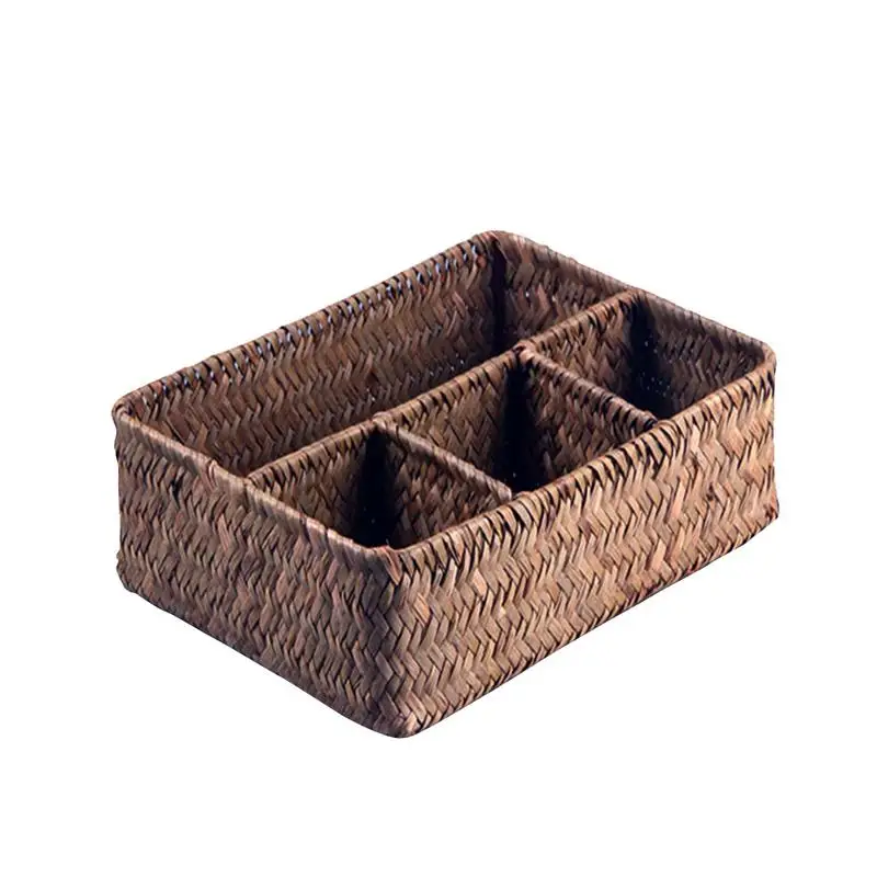 

Seaweed Weaving Creative Home Debris Finishing Retro Straw Storage Box Decorative Lids Seagrass Wicker Shelves Woven Basket