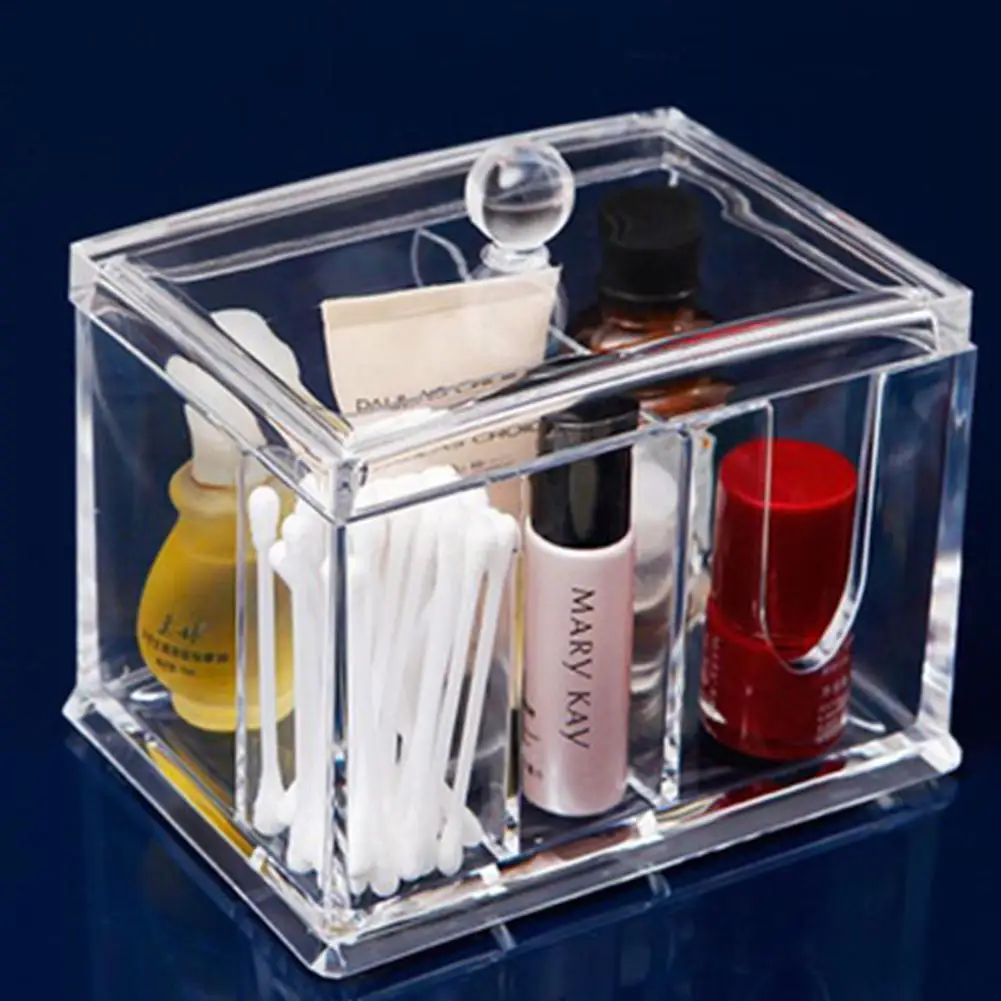 

Multifunction Makeup Cosmetic Case Clear Storage Holder Cotton Pad Swab Box Organizer