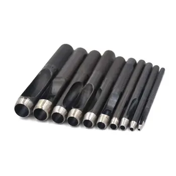 

10pcs Round Steel Leather Craft Hollow Hole Punch 1mm to 10mm for Leather Belt Watch Band Gasket