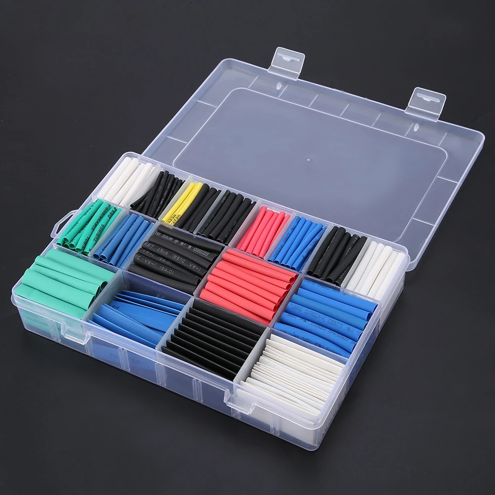 

670pcs Shrink Tube Sleeves Mixed-colored Heat Shrink Tubing Wrap Cable Sleeve Shrinkable Tube