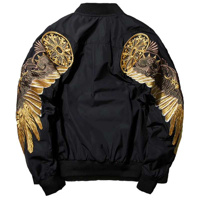 

Luogen Embroidery 2018 Nen Spring Autumn Black Army Green Bomber Jacket Men Streetwear Brand-clothing M-xxl Flight Jacket